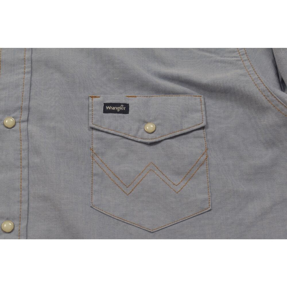 Wrangler Men's 18.5 x 38 Blue Long Sleeve Western Pearl Snap Shirt 70130MW Tall - Picture 6 of 8